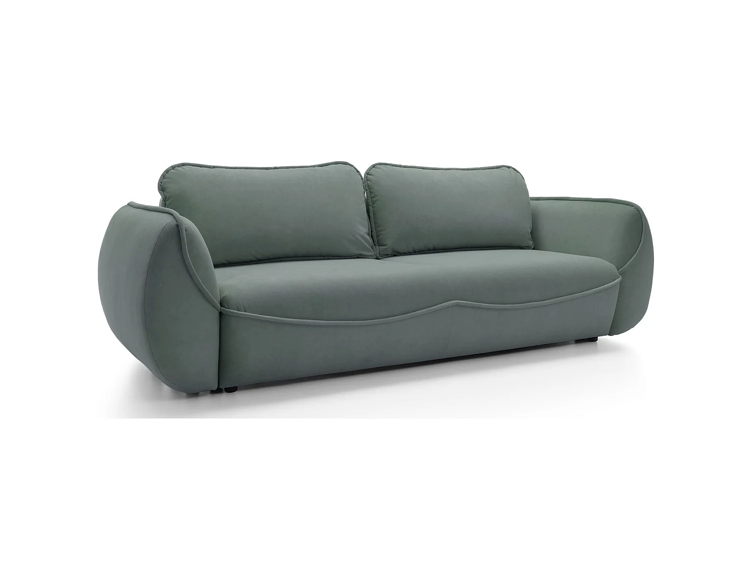 3-Sitzer Sofa - mit Schlaffunktion & Stauraum - Easy-Clean Velours - salbei