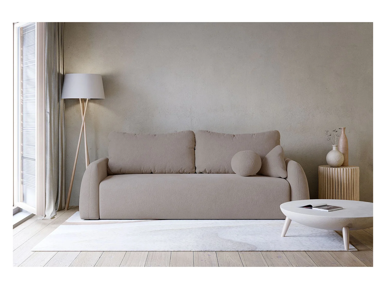 3-Sitzer Sofa - mit Schlaffunktion & Stauraum - Chenille - dunkelbeige