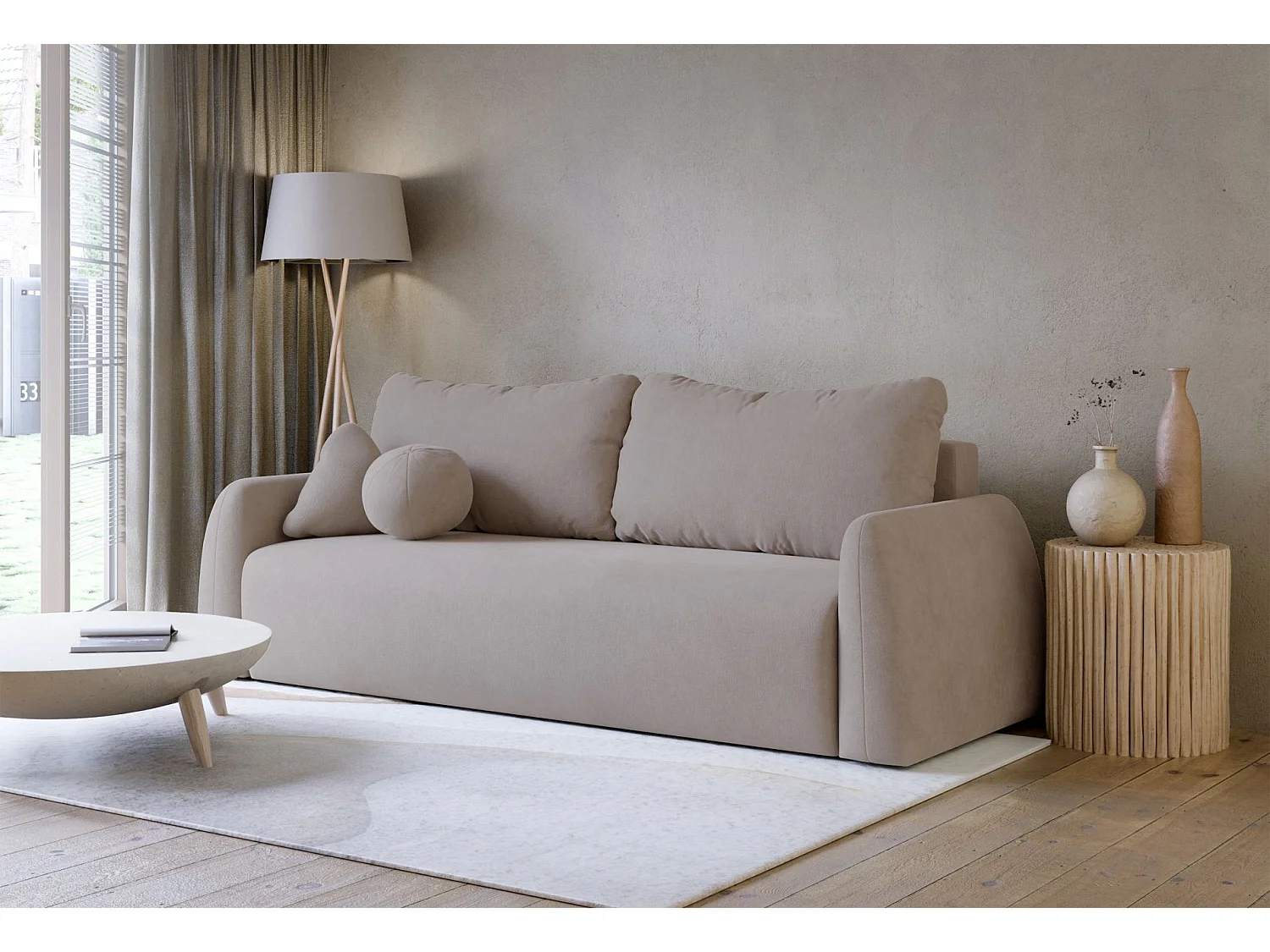 Canapé convertible 3 places - dunkelbeige- NUBELLE