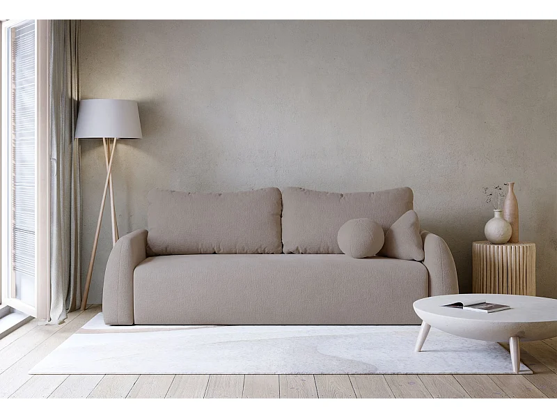 3-Sitzer Sofa - mit Schlaffunktion & Stauraum - Chenille - dunkelbeige