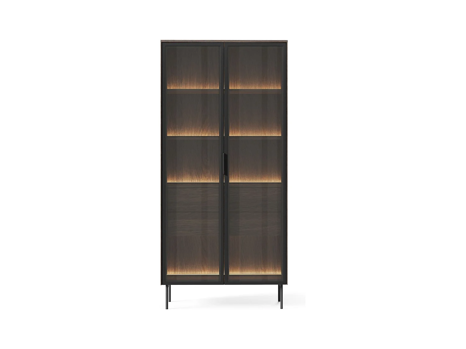 Vitrine mit zwei Schubladen und LED - Eiche Dunin - 91 cm - LUMI