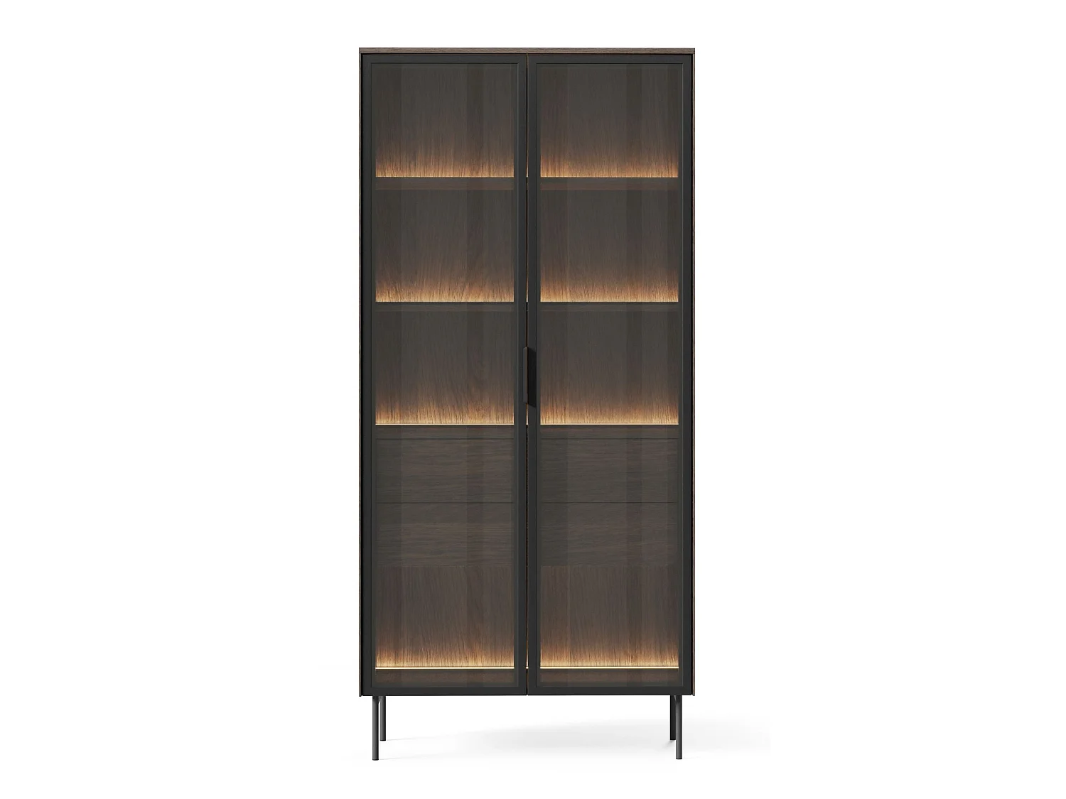 Vitrinekast met 2 laden en LED's – 91 cm – Dunin eiken – SELSEY LUMI
