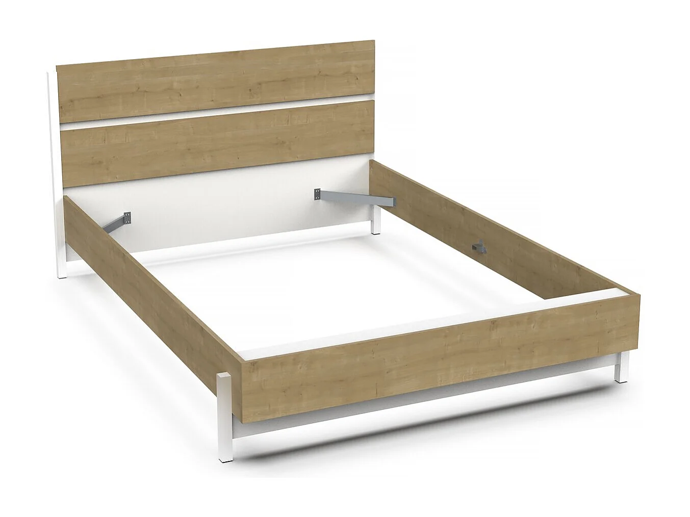 Lit Double "Craft" extractible - Bois - 140 x 200 cm - Marron