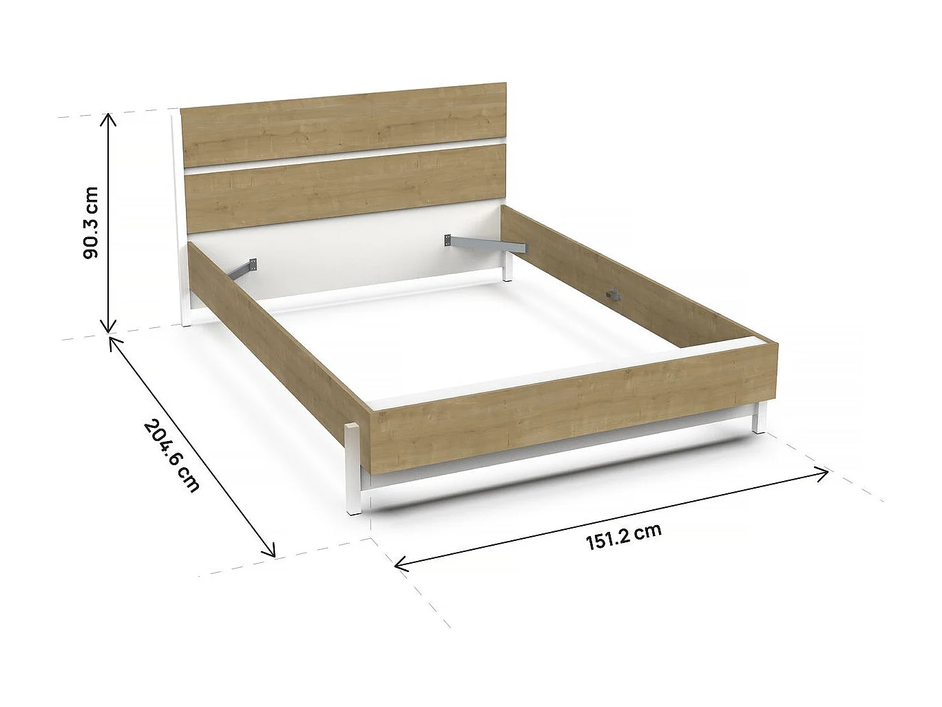 Lit Double "Craft" extractible - Bois - 140 x 200 cm - Marron