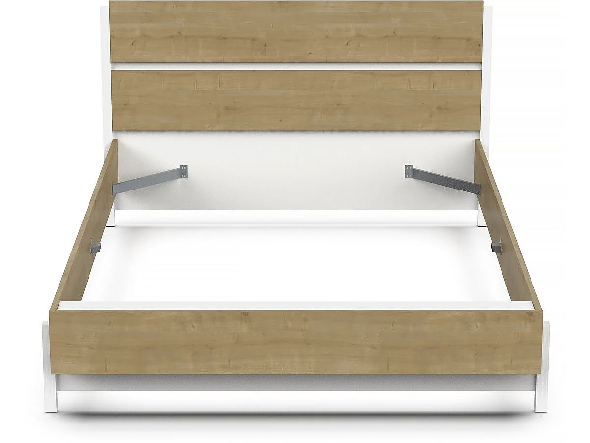 Lit Double "Craft" extractible - Bois - 140 x 200 cm - Marron