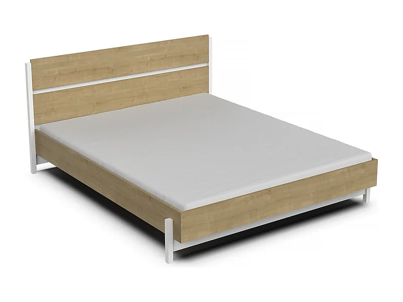 Lit Double "Craft" - 160 x 200 cm - Marron/Blanc