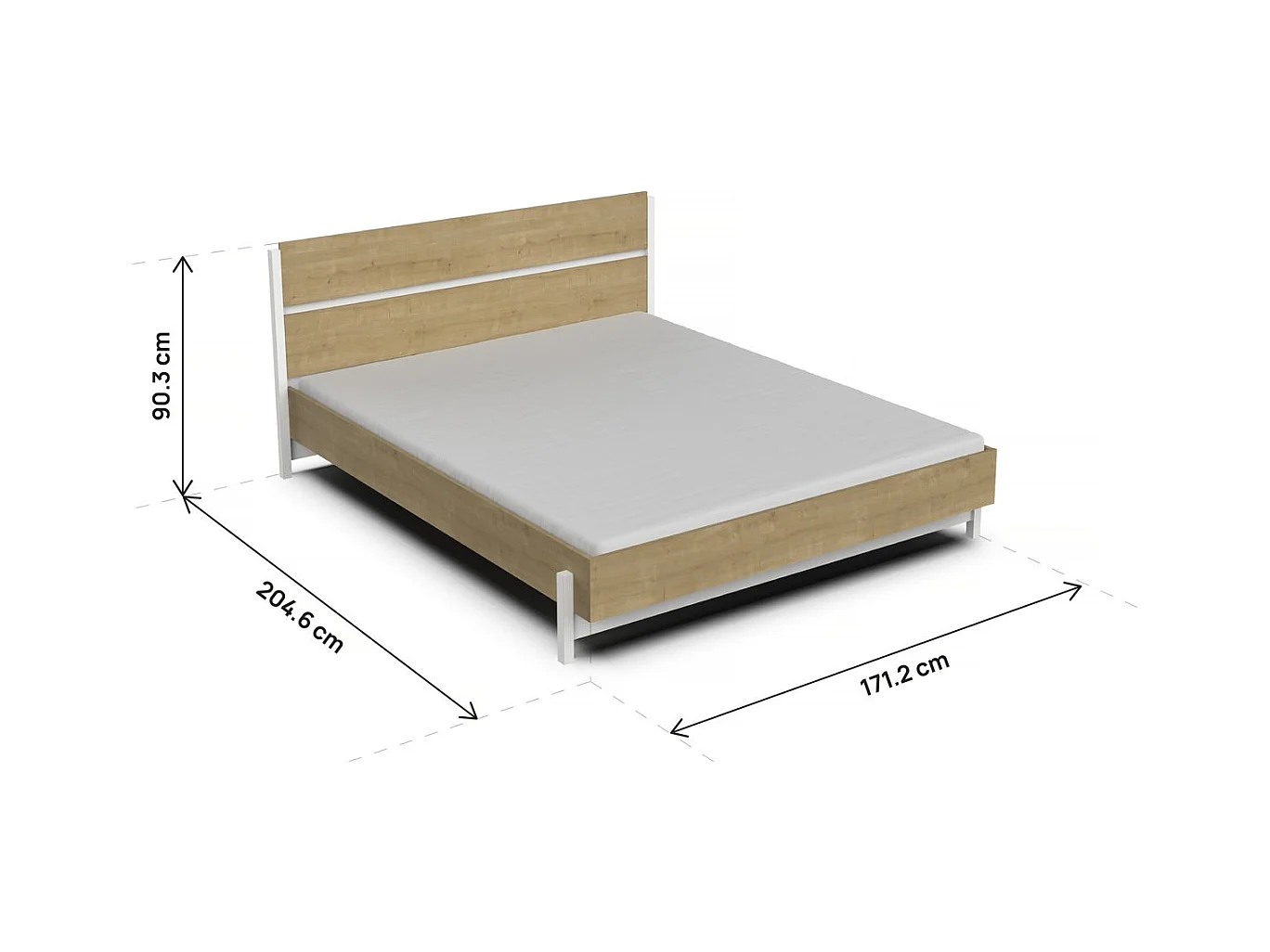 Lit Double "Craft" - 160 x 200 cm - Marron/Blanc