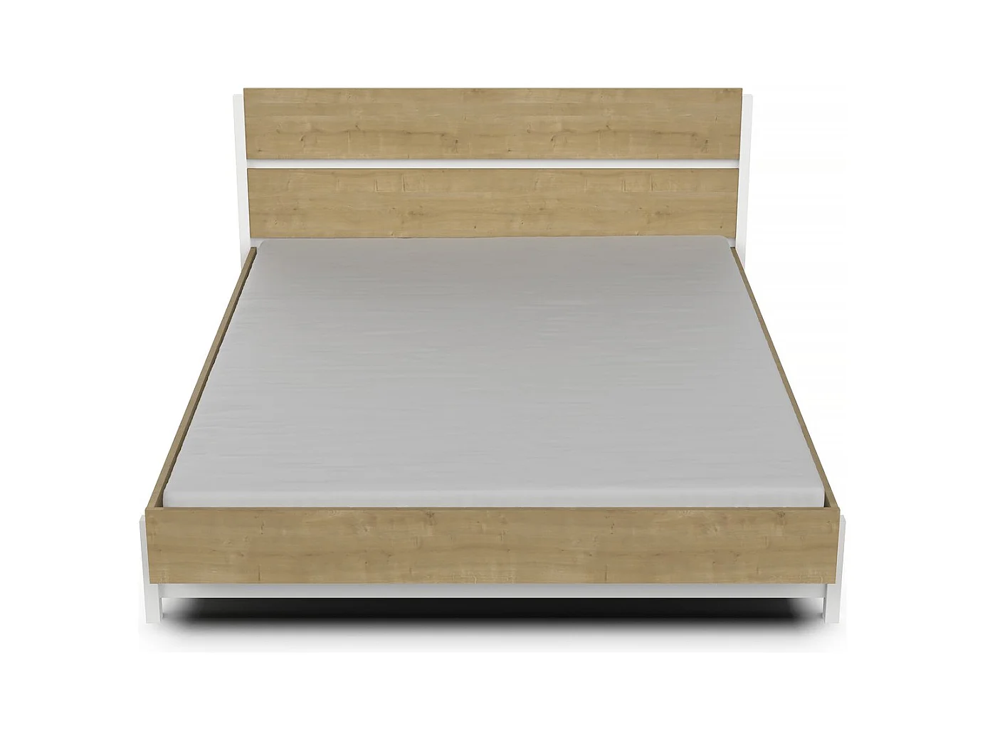 Lit Double "Craft" - 160 x 200 cm - Marron/Blanc