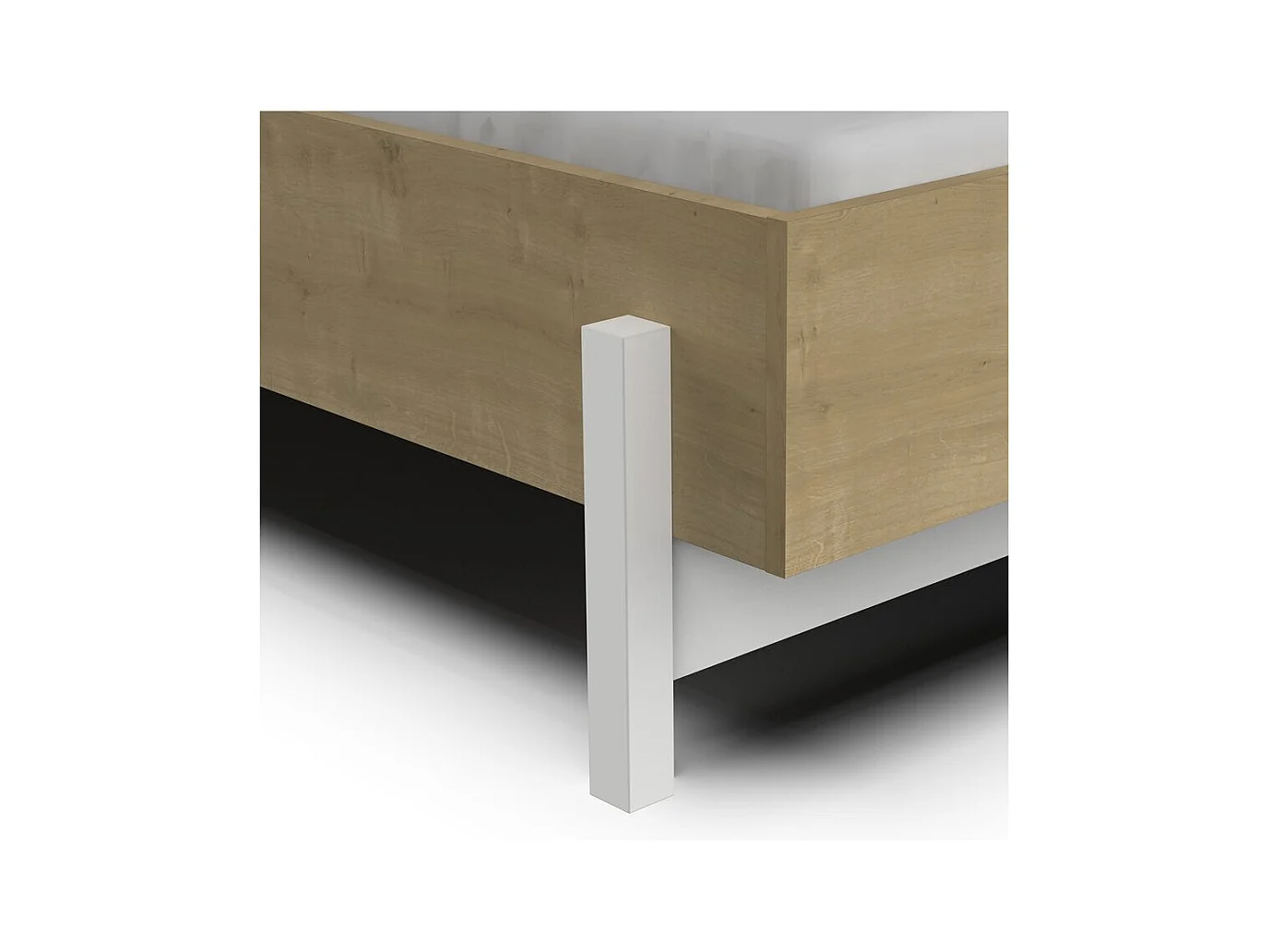 Lit Double "Craft" - 160 x 200 cm - Marron/Blanc