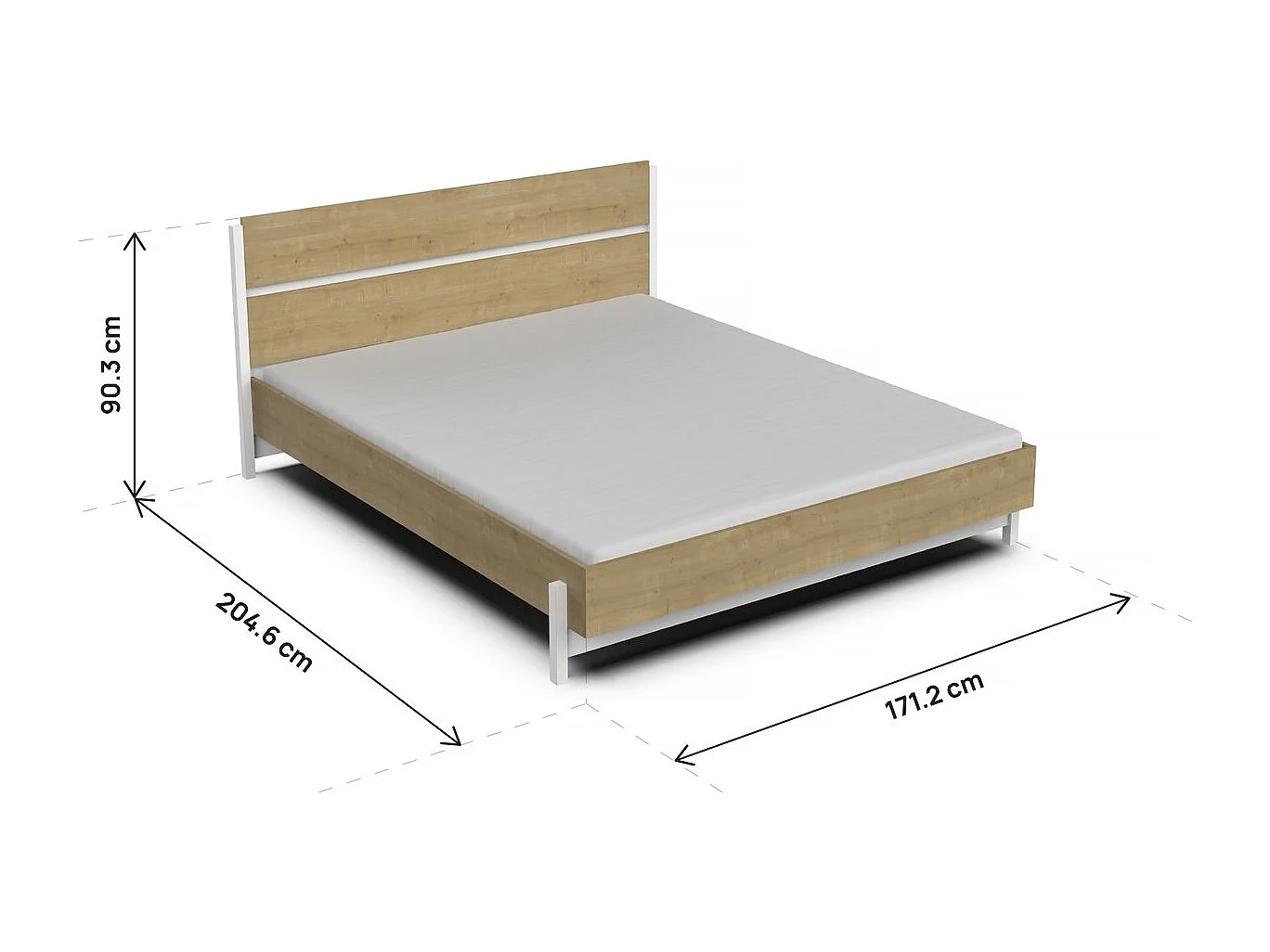 Lit Double "Craft" - 160 x 200 cm - Marron/Blanc