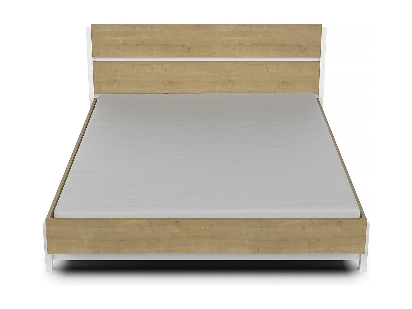 Lit Double "Craft" - 160 x 200 cm - Marron/Blanc