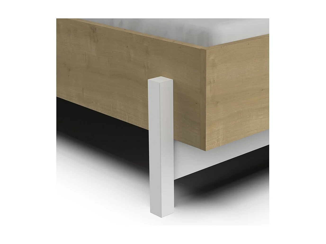 Lit Double "Craft" - 160 x 200 cm - Marron/Blanc