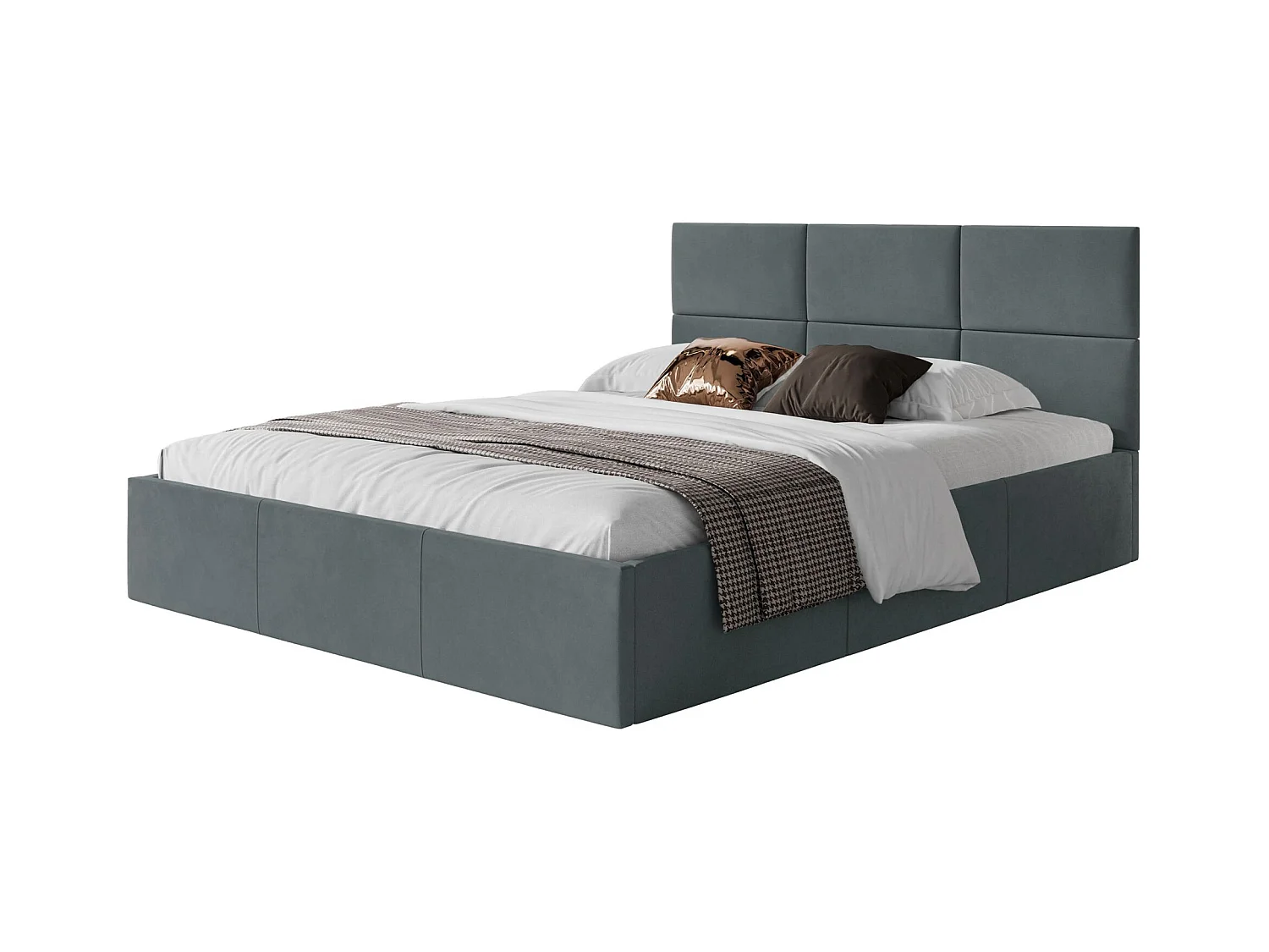 Lit coffre - 180x200 cm - en tissu velours gris foncé - NESTIO