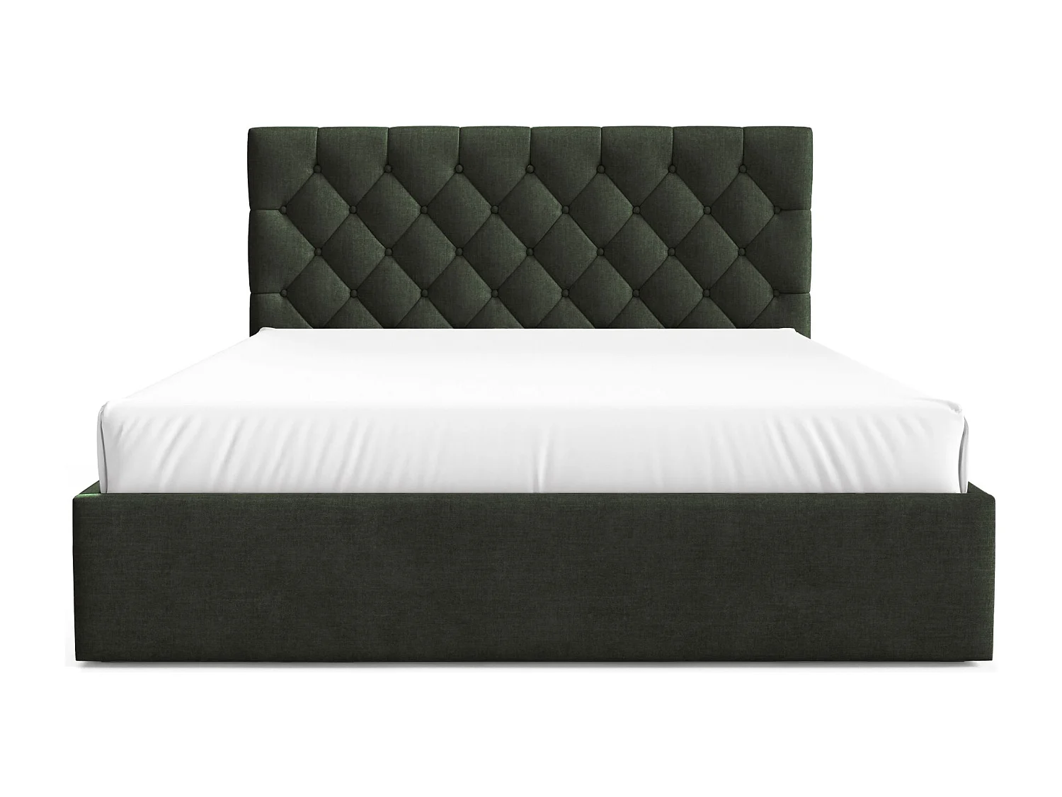 Lit rembourré 140x200 cm - avec coffre - en velours vert foncé - AUREVIA