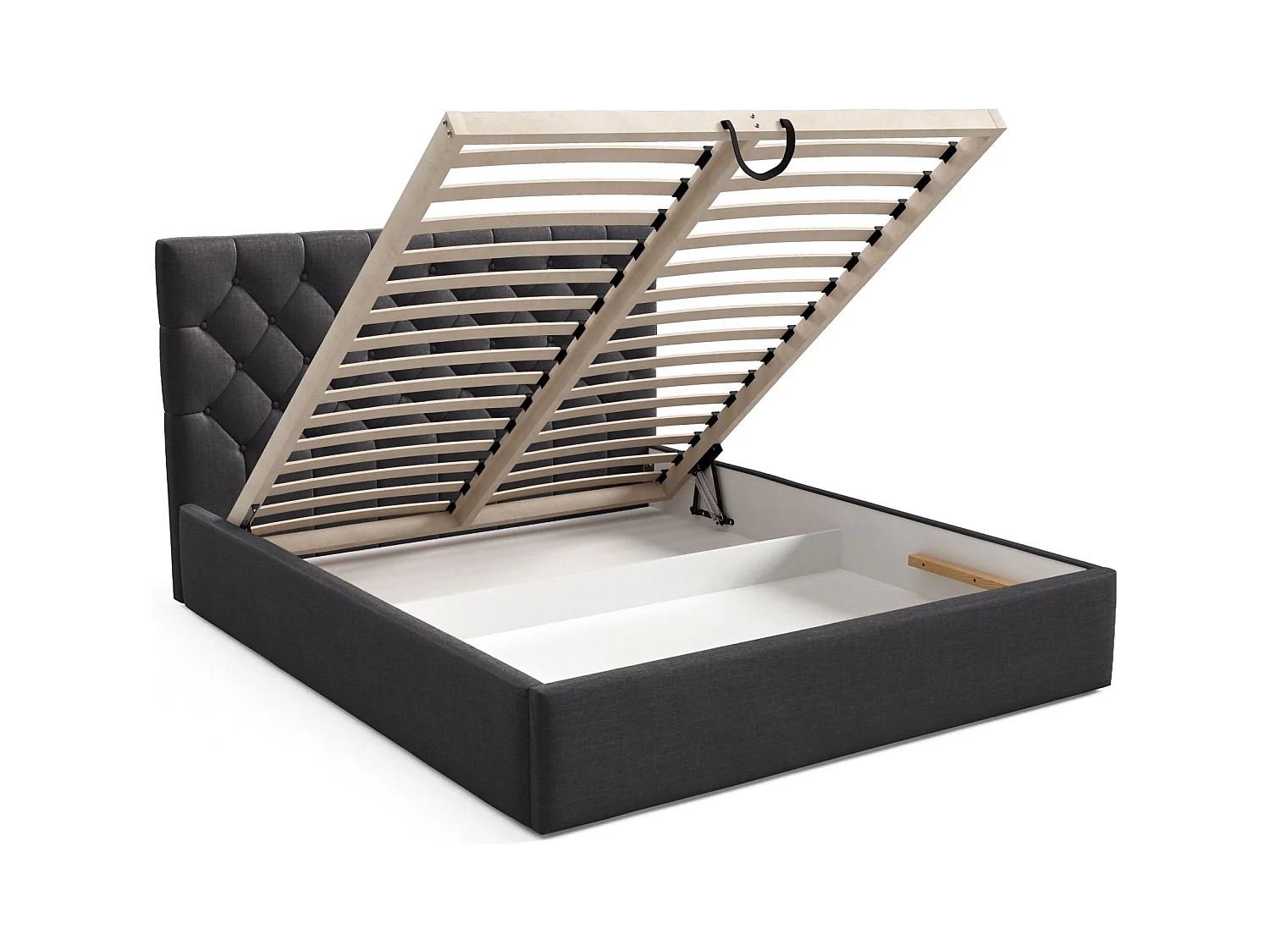 Gestoffeerd bed 180x200 cm - met opbergruimte - in grafietgrijs fluweel - AUREVIA