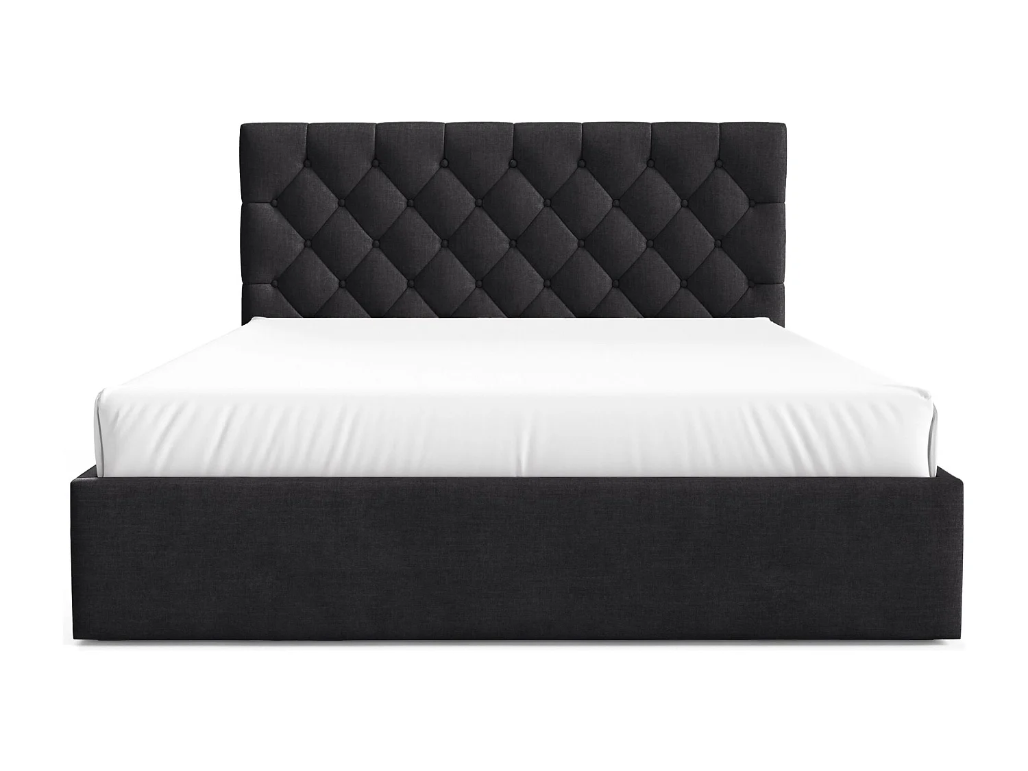 Lit rembourré 140x200 cm - avec coffre - en velours gris graphite - AUREVIA