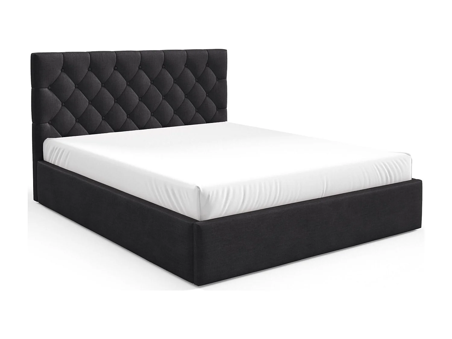 Lit rembourré 140x200 cm - avec coffre - en velours gris graphite - AUREVIA