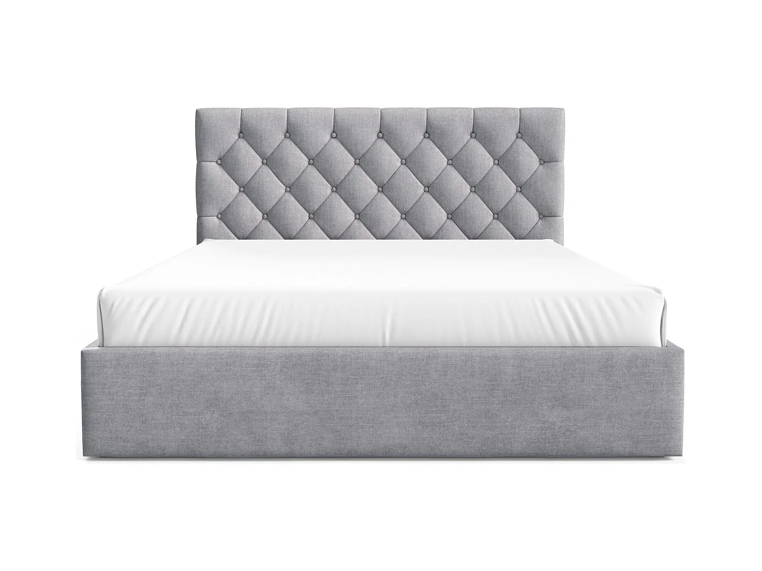 Lit rembourré 180x200 cm - avec coffre - en velours gris clair - AUREVIA