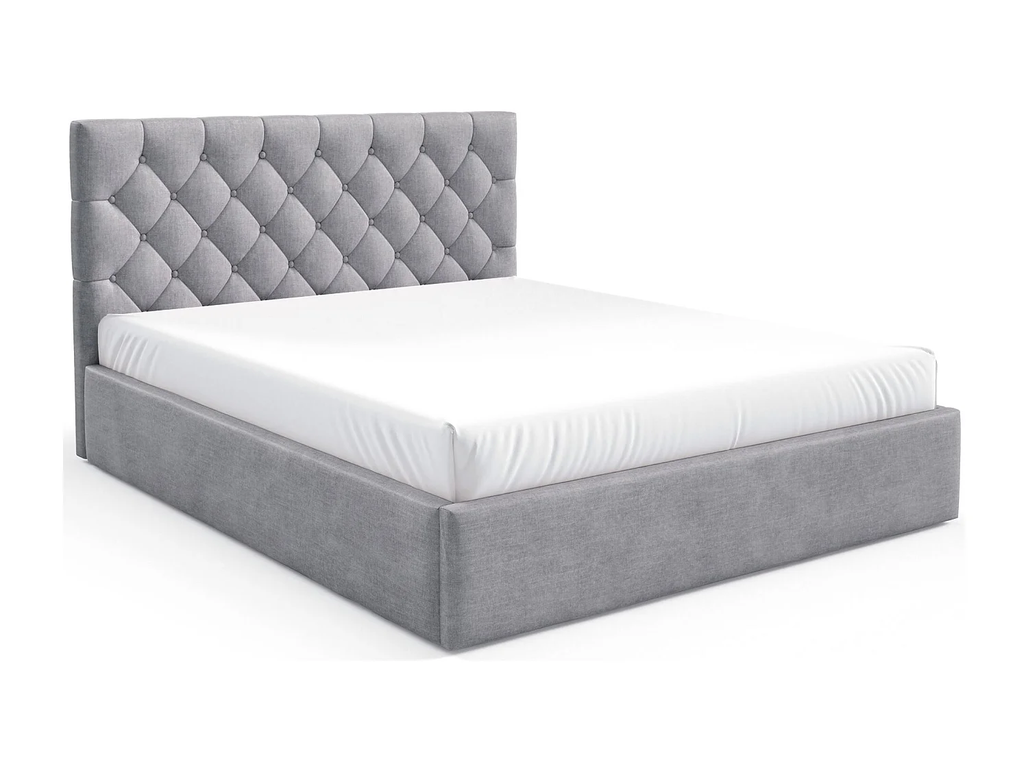 Lit rembourré 180x200 cm - avec coffre - en velours gris clair - AUREVIA