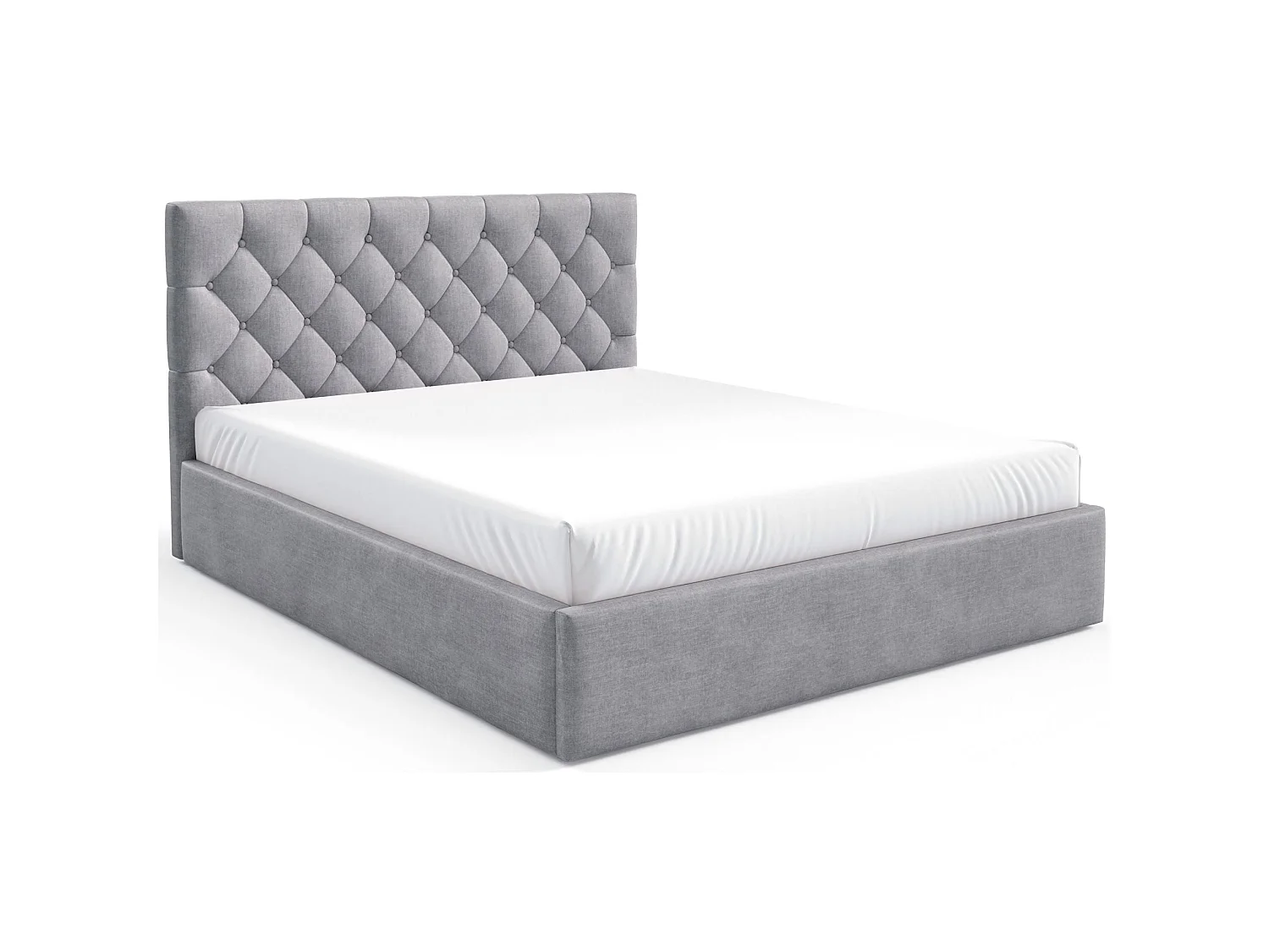 Gestoffeerd bed 180x200 cm - met opbergruimte - in lichtgrijs fluweel - AUREVIA