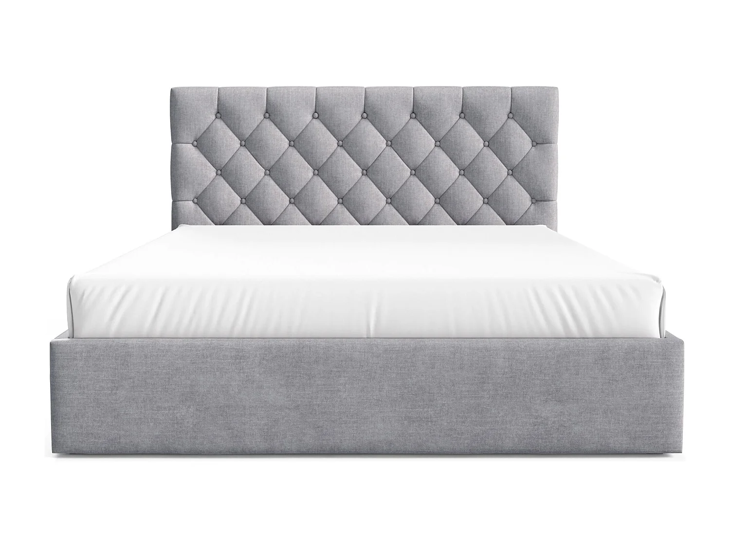 Lit rembourré 160x200 cm - avec coffre - en velours gris clair - AUREVIA