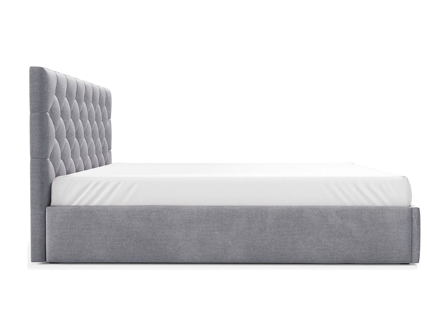 Lit rembourré 160x200 cm - avec coffre - en velours gris clair - AUREVIA