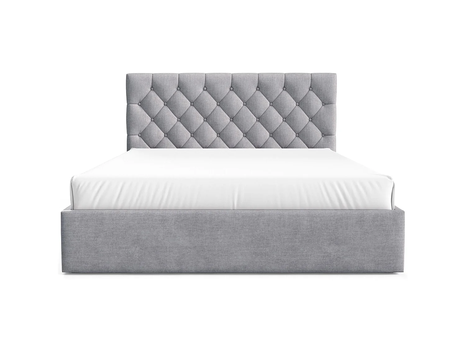 Gestoffeerd bed 160x200 cm - met opbergruimte - in lichtgrijs fluweel - AUREVIA