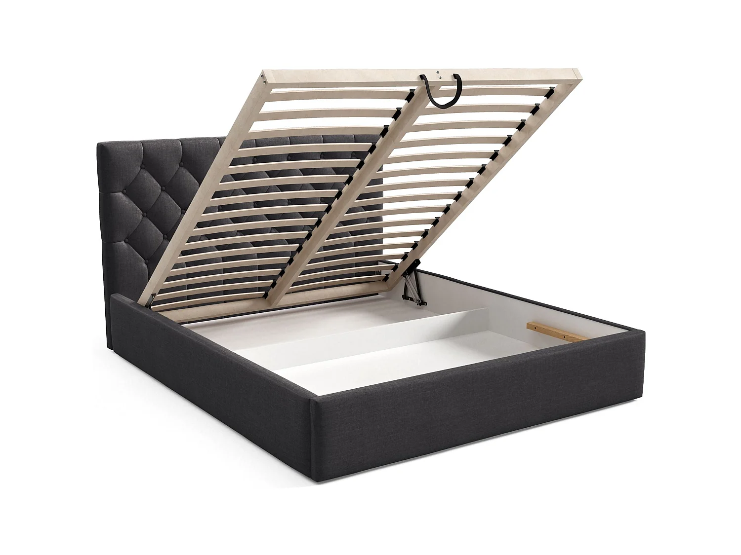 Gestoffeerd bed 160x200 cm - met opbergruimte - in grafietgrijs fluweel - AUREVIA