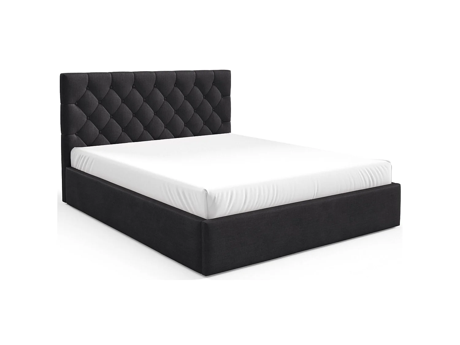 Gestoffeerd bed 160x200 cm - met opbergruimte - in grafietgrijs fluweel - AUREVIA