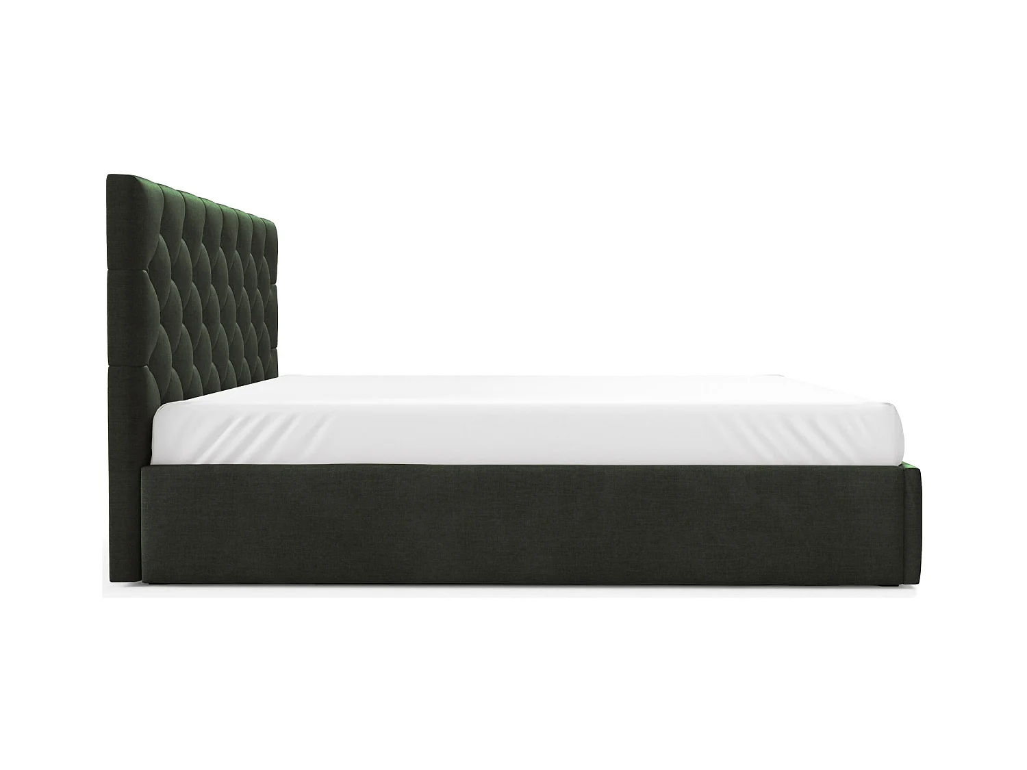 Lit rembourré 180x200 cm - avec coffre - en velours vert foncé - AUREVIA