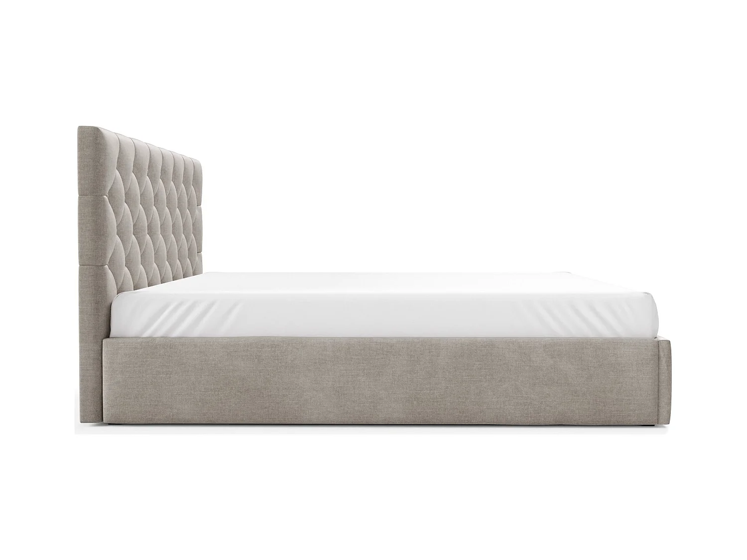 Lit rembourré 160x200 cm - avec coffre - en velours beige - AUREVIA