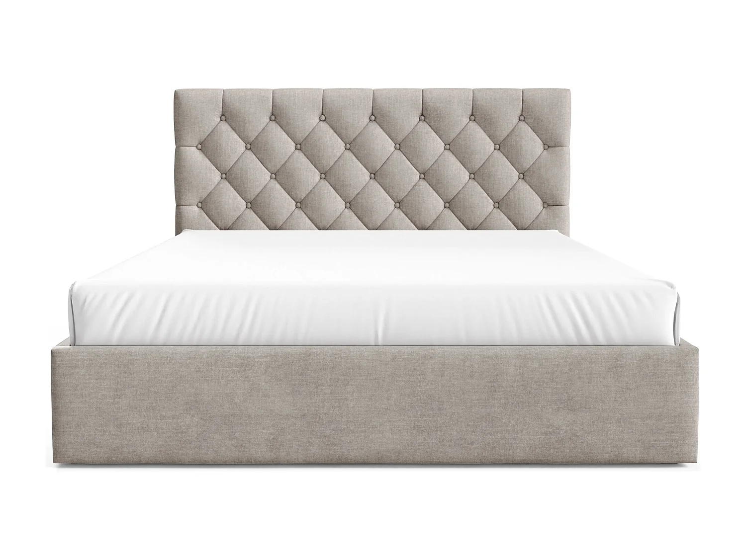 Lit rembourré 160x200 cm - avec coffre - en velours beige - AUREVIA