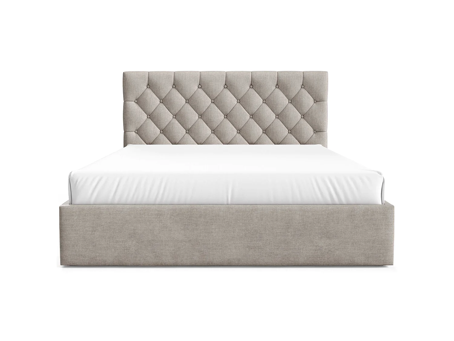 Gestoffeerd bed 160x200 cm - met opbergruimte - in beige fluweel - AUREVIA