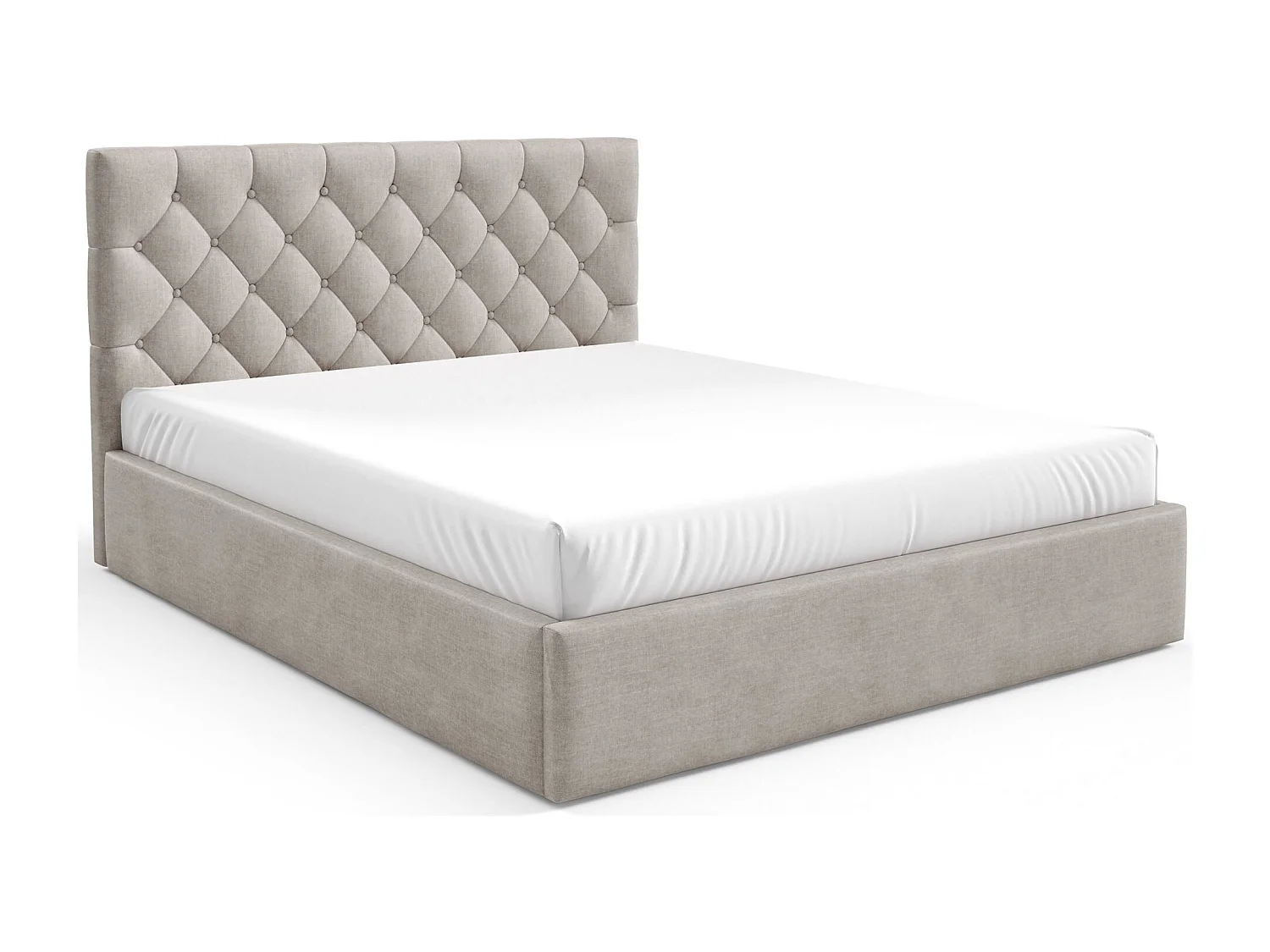 Lit rembourré 180x200 cm - avec coffre - en velours beige - AUREVIA