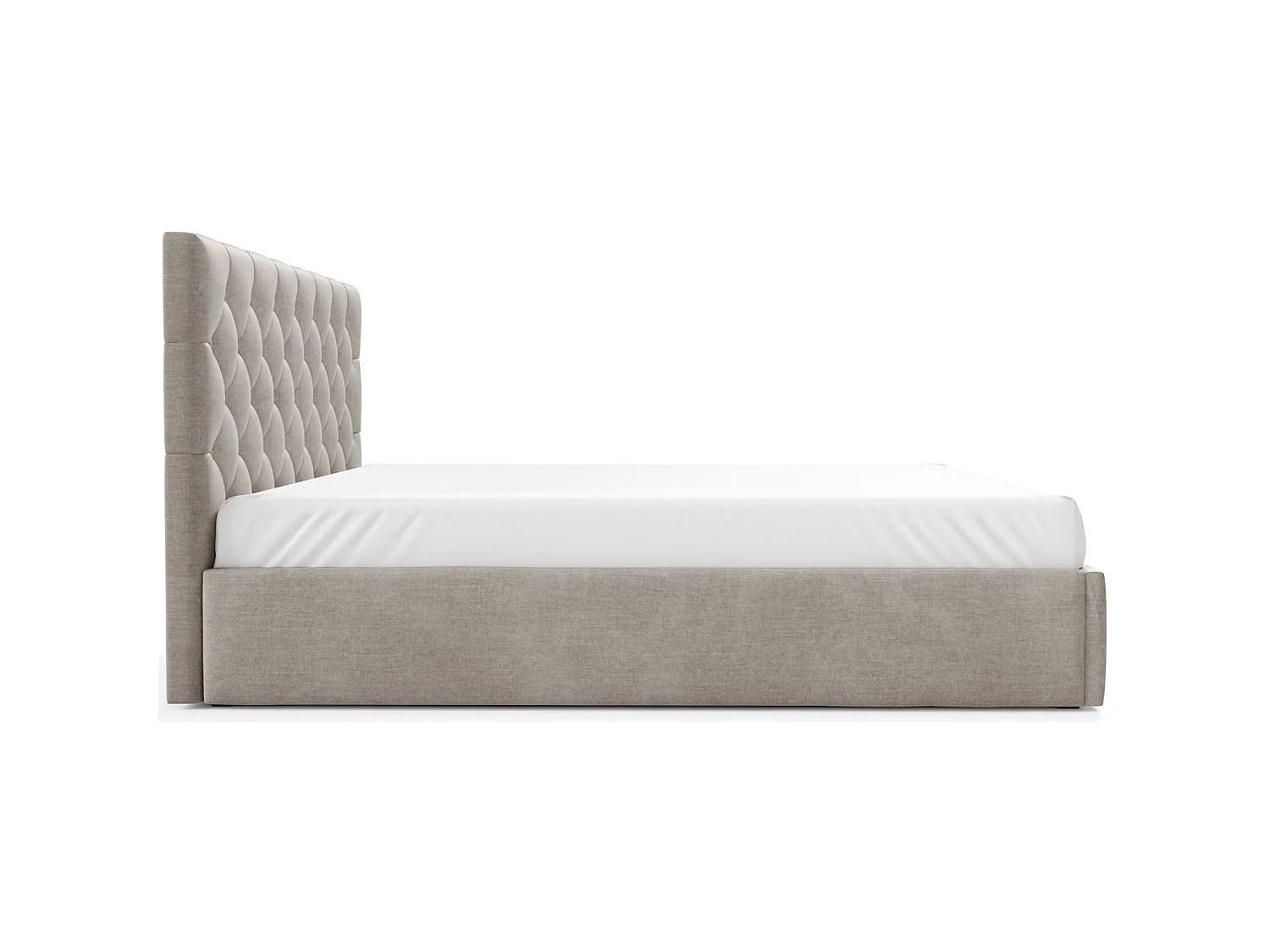 Gestoffeerd bed 180x200 cm - met opbergruimte - in beige fluweel - AUREVIA