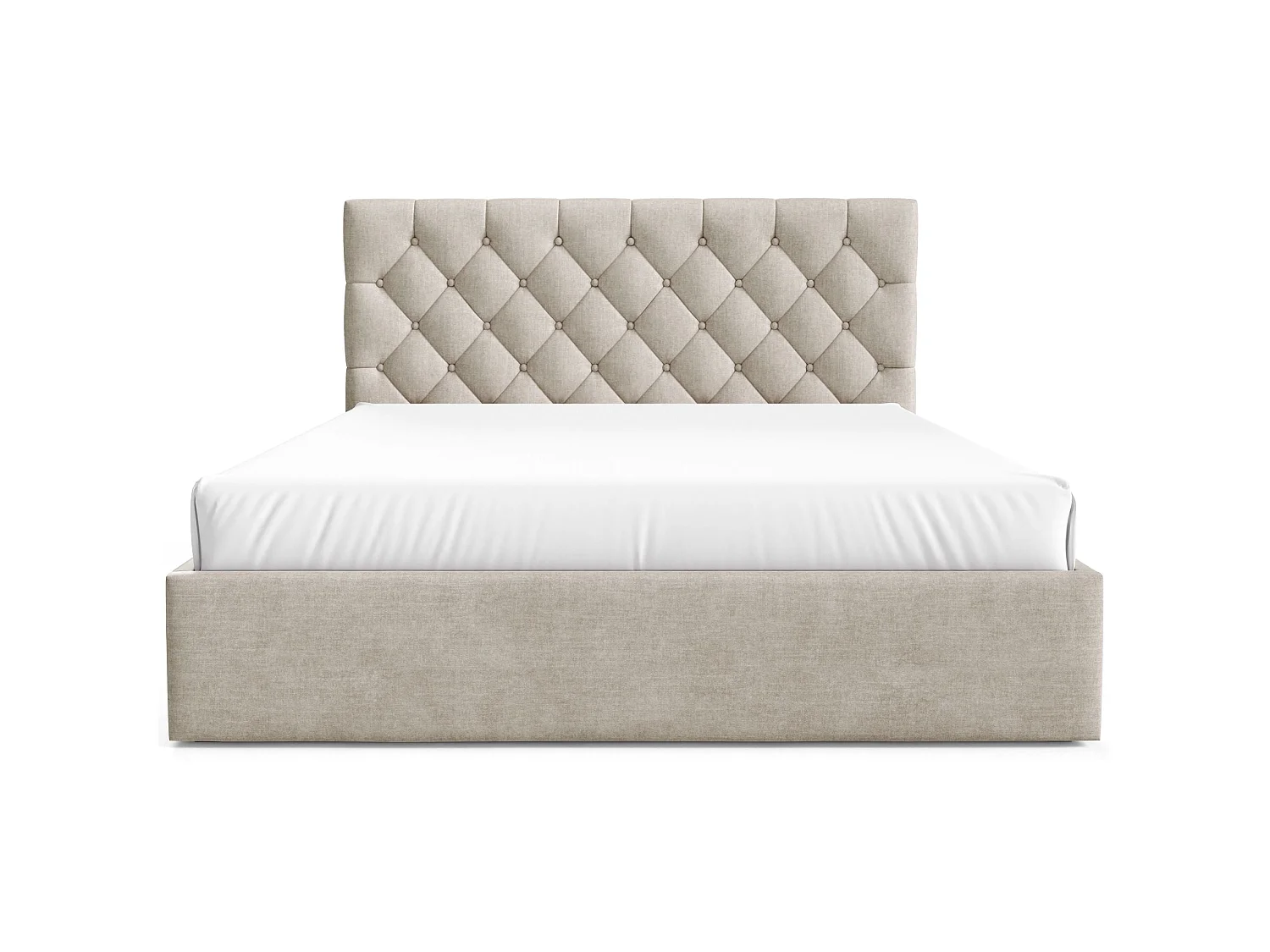 Gestoffeerd bed 160x200 cm - met opbergruimte - in lichtbeige fluweel - AUREVIA