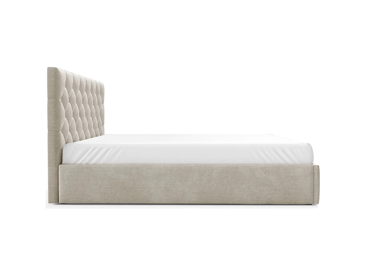 Gestoffeerd bed 160x200 cm - met opbergruimte - in lichtbeige fluweel - AUREVIA