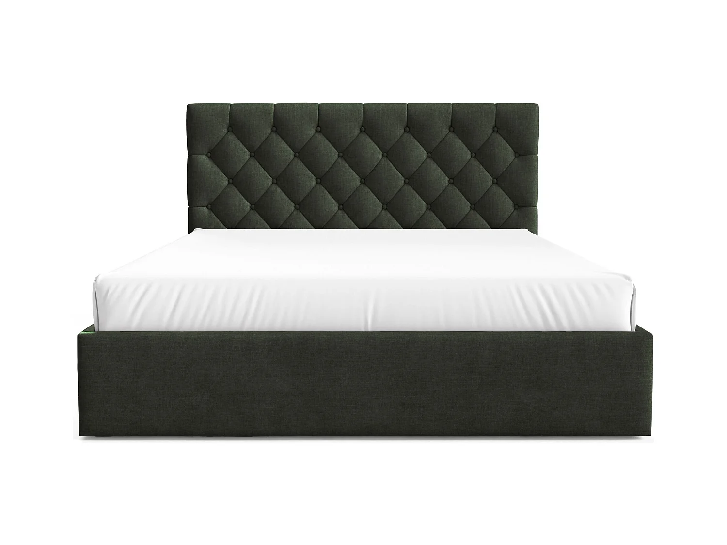 Lit rembourré 160x200 cm - avec coffre - en velours vert foncé - AUREVIA