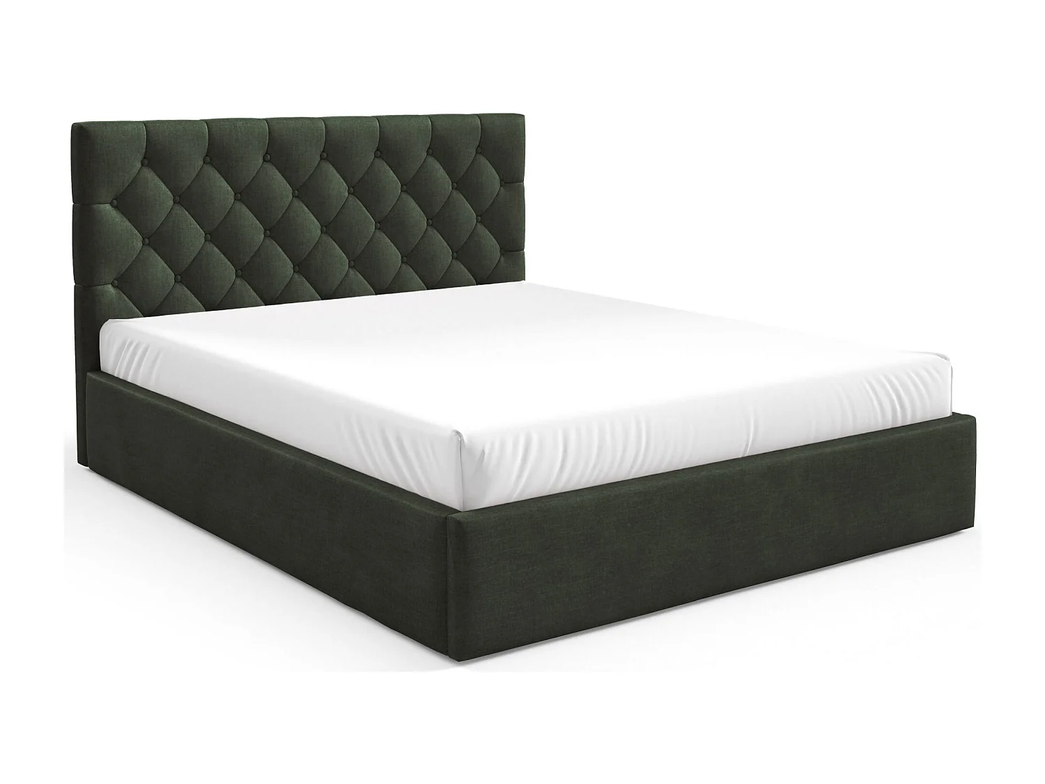 Lit rembourré 160x200 cm - avec coffre - en velours vert foncé - AUREVIA