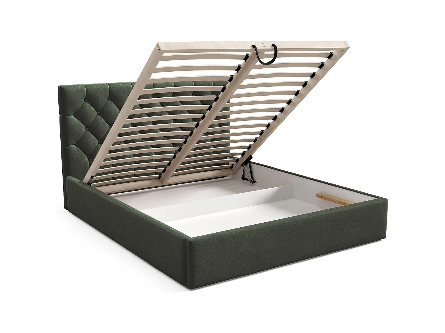 Gestoffeerd bed 160x200 cm - met opbergruimte - in donkergroen fluweel - AUREVIA