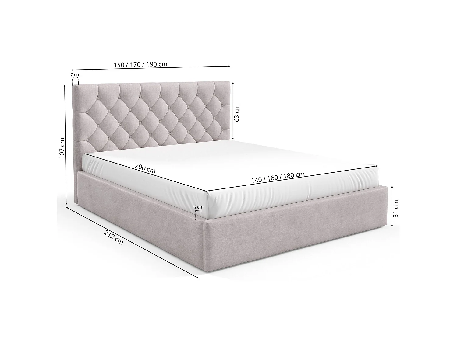 Gestoffeerd bed 160x200 cm - met opbergruimte - in donkergroen fluweel - AUREVIA