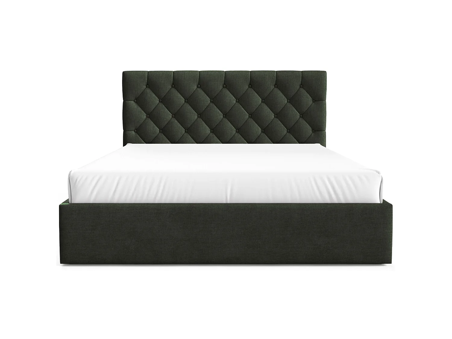Gestoffeerd bed 160x200 cm - met opbergruimte - in donkergroen fluweel - AUREVIA