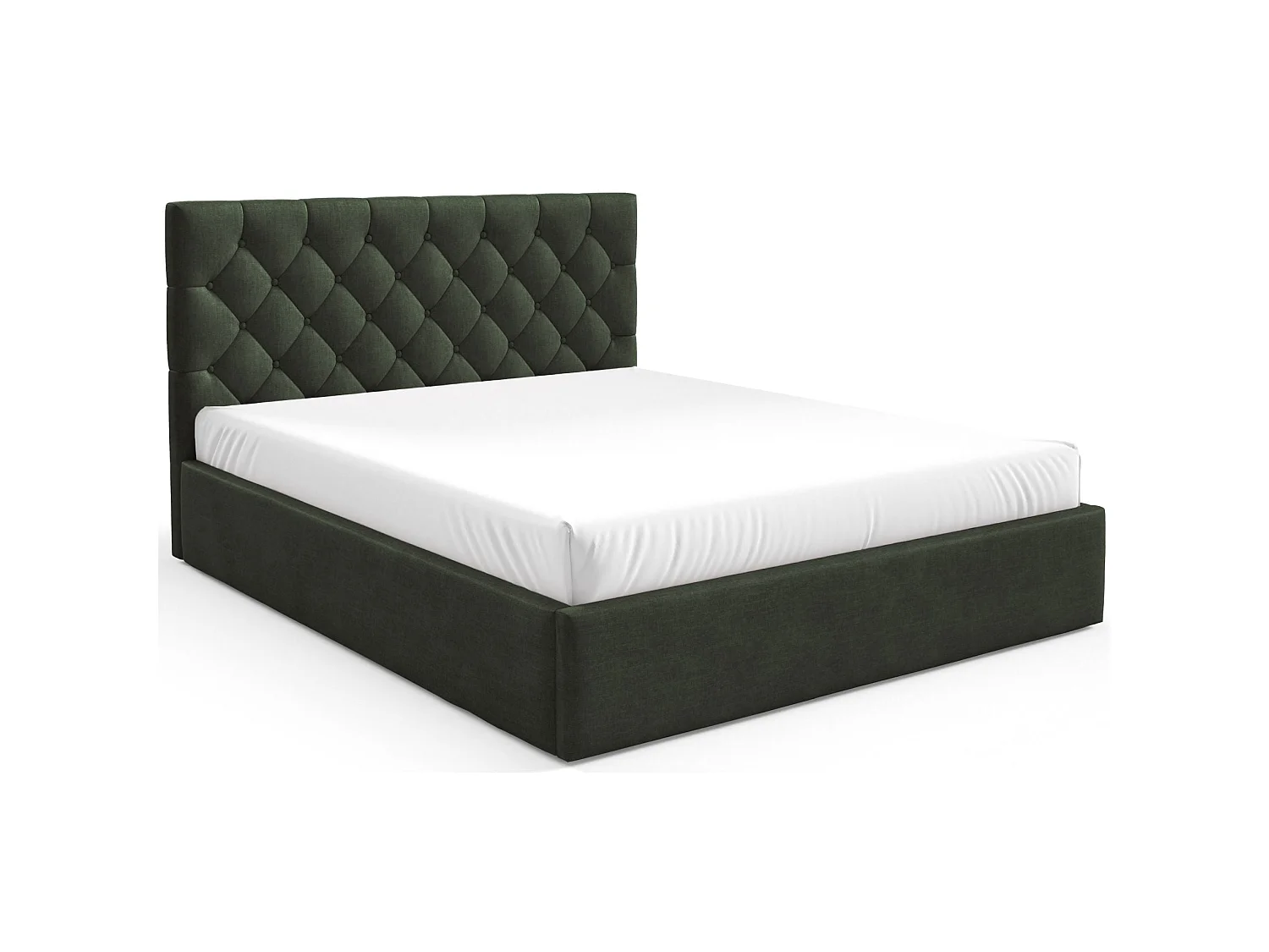 Gestoffeerd bed 160x200 cm - met opbergruimte - in donkergroen fluweel - AUREVIA
