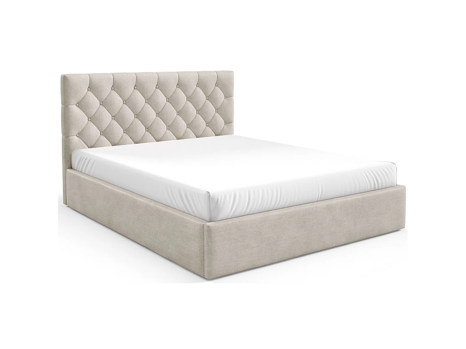 Gestoffeerd bed 180x200 cm - met opbergruimte - in lichtbeige fluweel - AUREVIA
