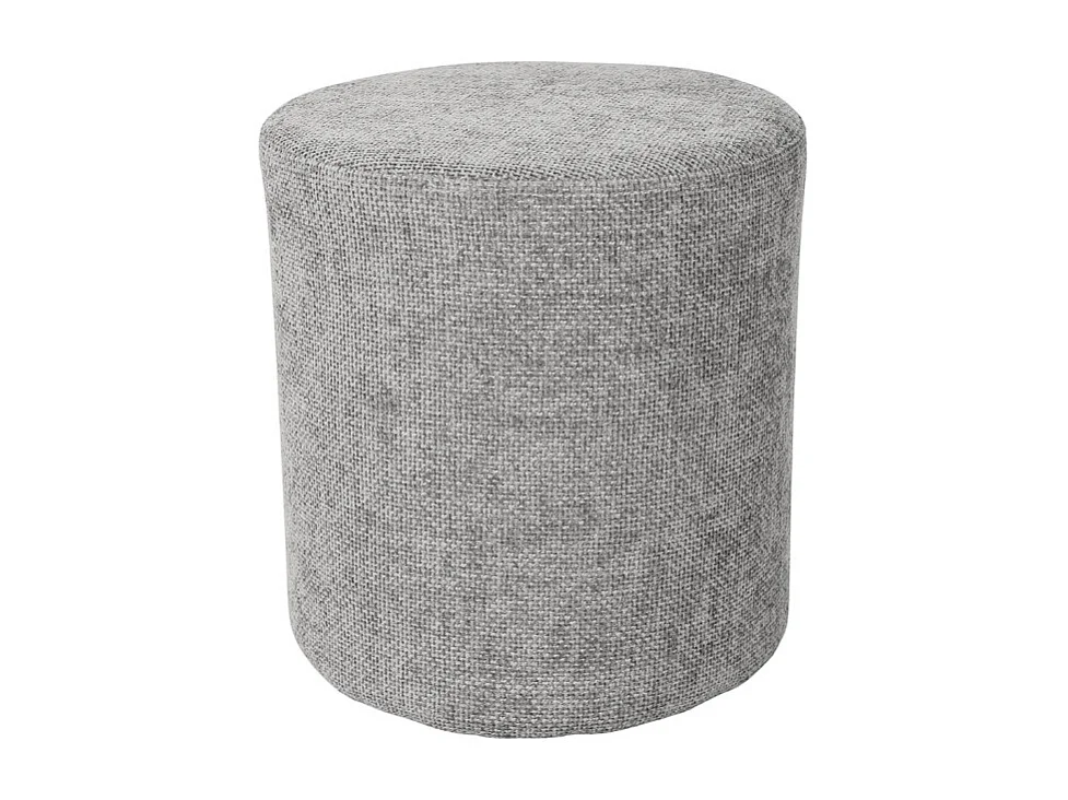 Pouf / Repose-pieds rond D. 32 cm en tissu maille gris clair – JOEL