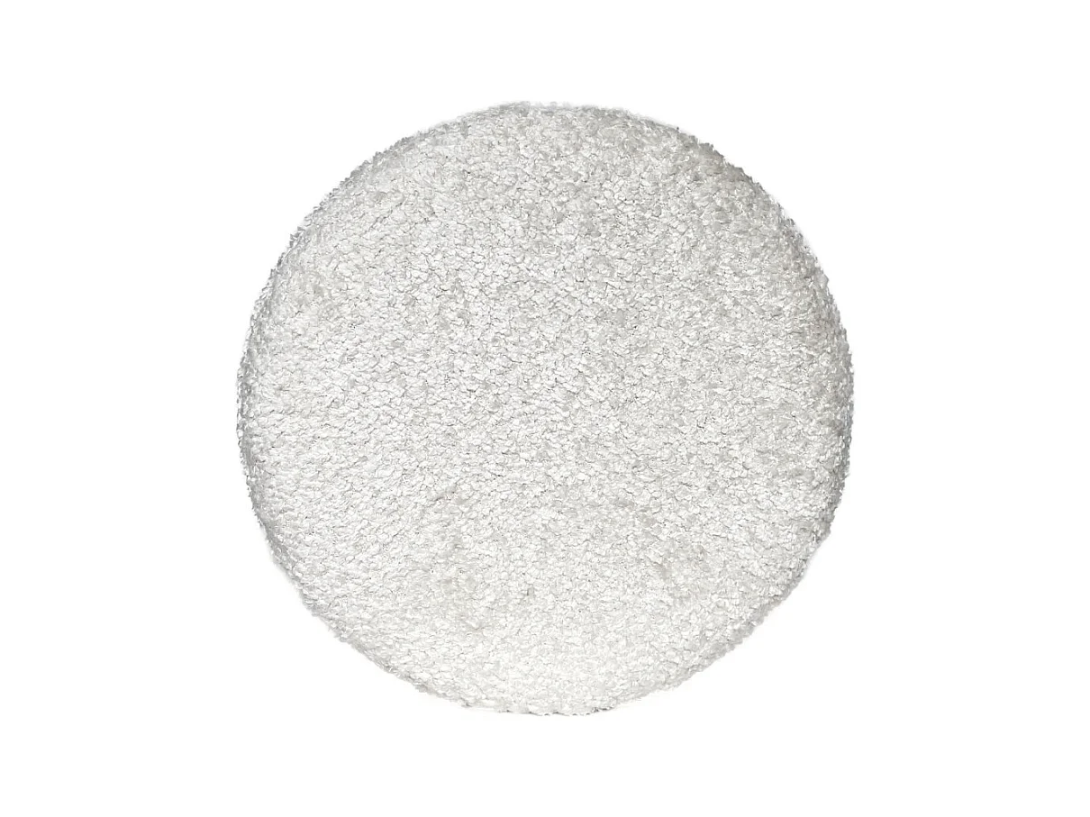 Pouf / Repose-pieds rond D. 32 cm en tissu bouclette écru – JOEL