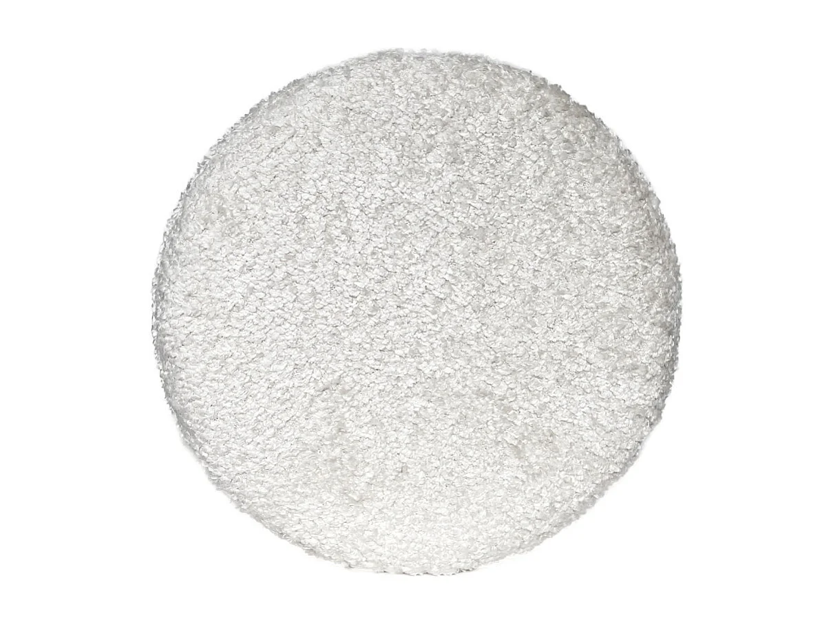 Pouf / Repose-pieds rond D. 32 cm en tissu bouclette écru – JOEL