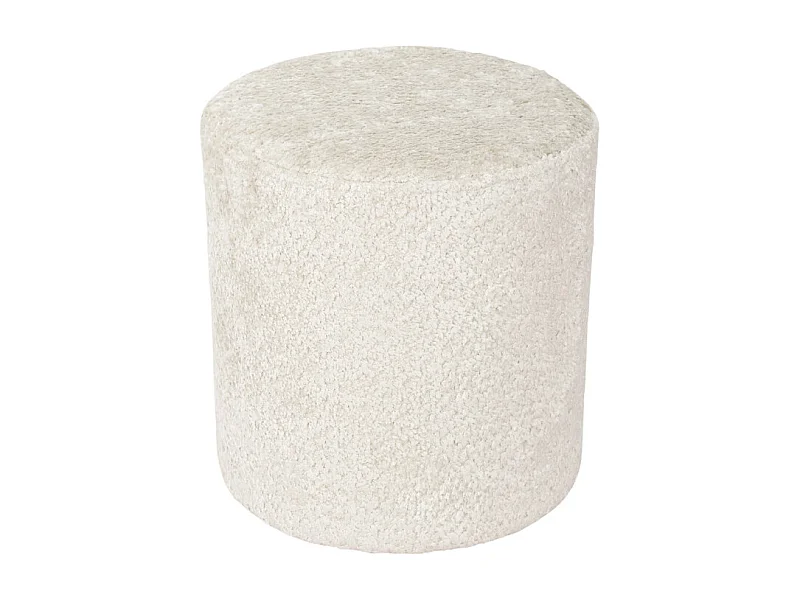 Pouf / Repose-pieds rond D. 32 cm en tissu bouclette écru – JOEL