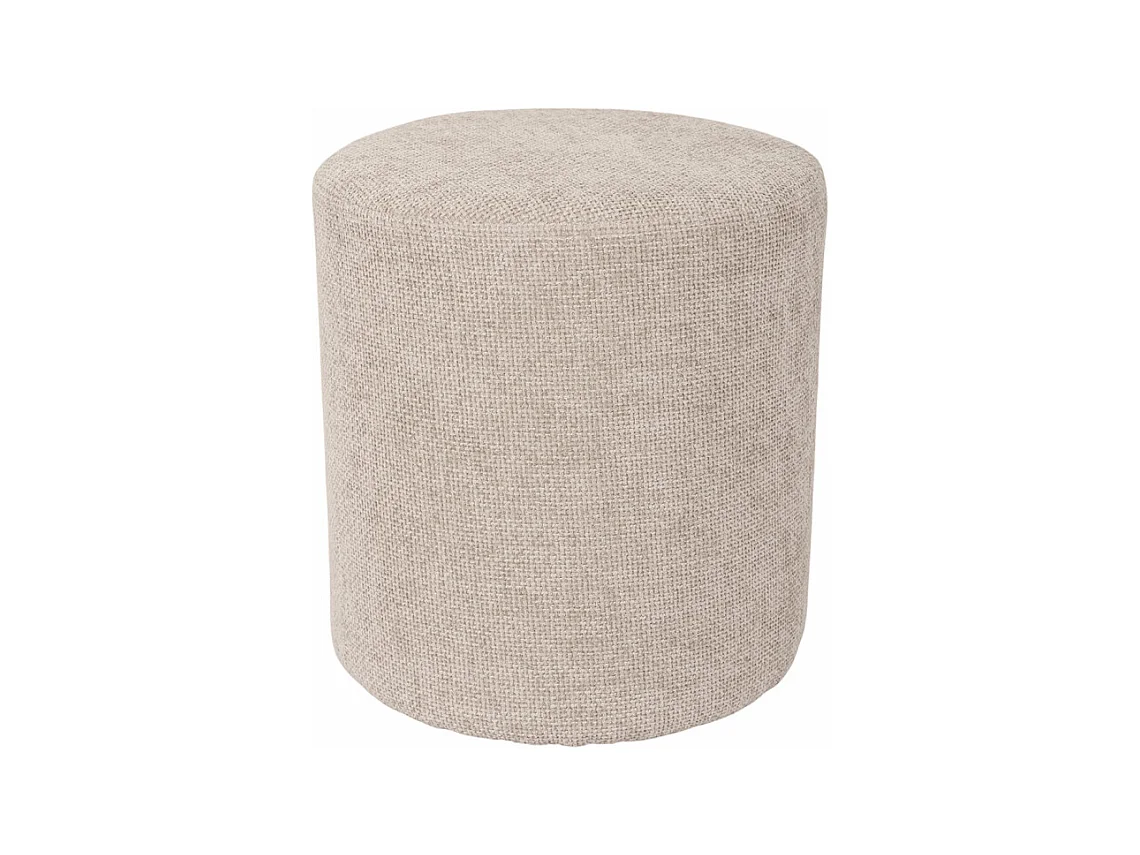 Pouf / Repose-pieds rond D. 32 cm en tissu maille taupe – JOEL