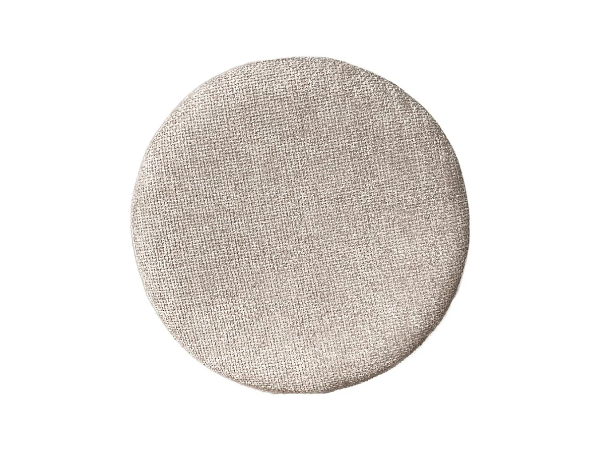 Pouf / Repose-pieds rond D. 32 cm en tissu maille taupe – JOEL